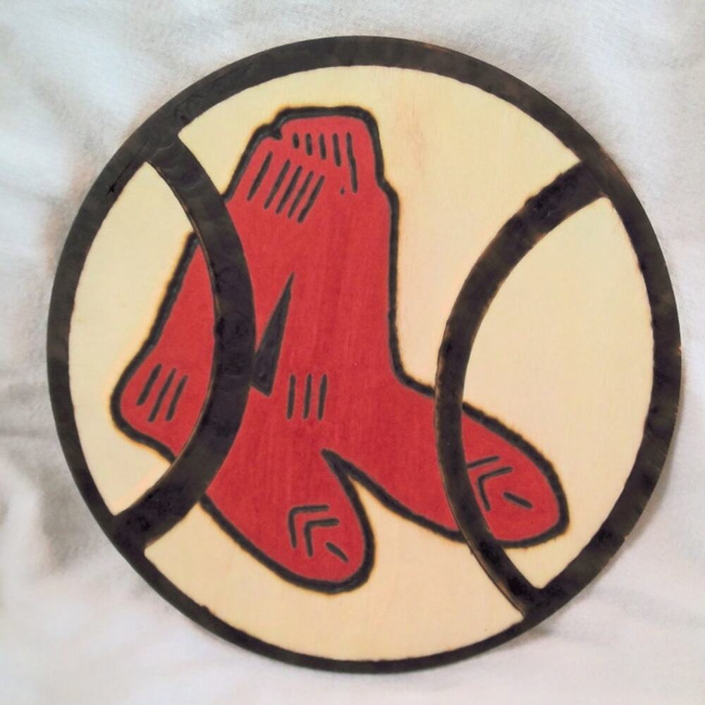 Handcrafted Boston Red Sox Team Logo Wood Baseball Plaque MLB